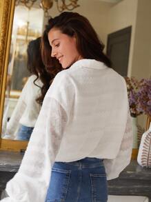 SHEIN Frenchy Flounce Sleeve Button Front Shirt - White - View 6