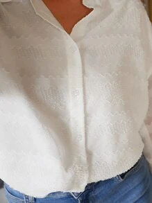 SHEIN Frenchy Flounce Sleeve Button Front Shirt - White - View 3