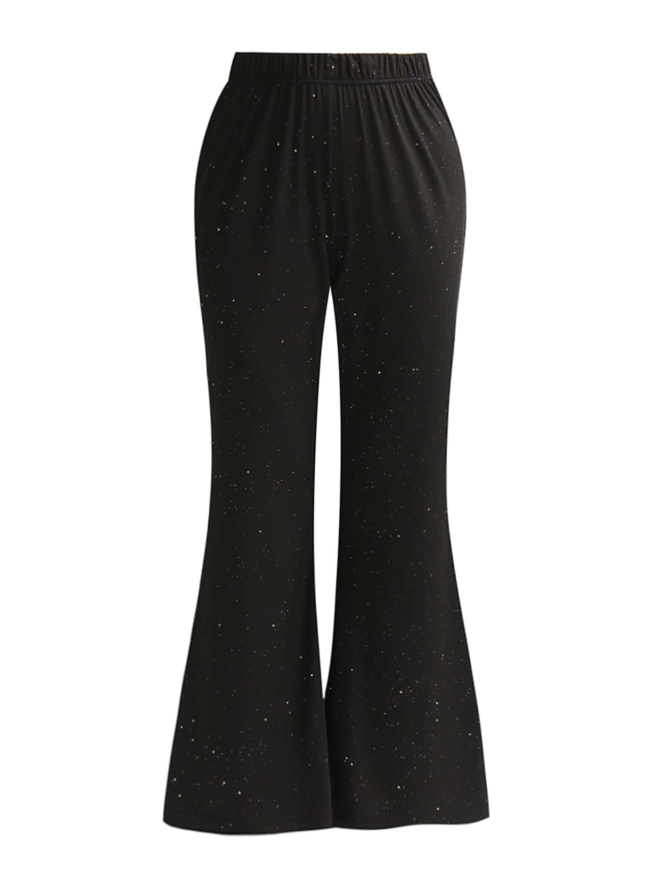 Plus Glitter Flare Leg Trousers - Black - View 1