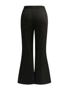 Plus Glitter Flare Leg Trousers - Black - View 2