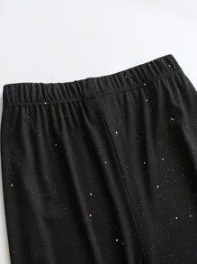 Plus Glitter Flare Leg Trousers - Black - View 3