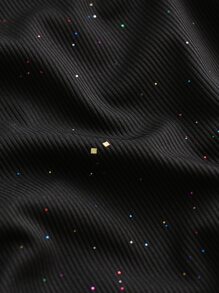 Plus Glitter Flare Leg Trousers - Black - View 5