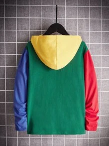 SHEIN Boys Letter Graphic Colourblock Hooded Tee - Multicolor - View 2