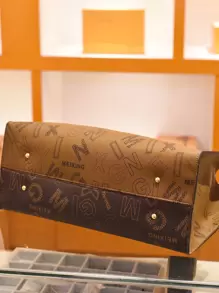 French Classic Print Travel Double Block Shopping Bag Super Large Capacity Commuting Versatile Tote Bag, Business Casual Bag For Women, Pefect For Office, Business And Work - 彩色 - 查看 4