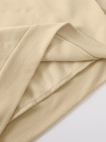 SHEIN EZwear Slogan & Cat Print Thermal Pullover - Apricot - View 5