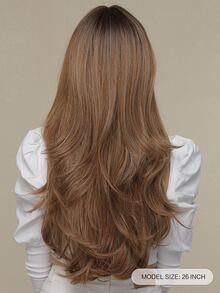 Peluca sintética largo rizado con tupe - Light Brown - Ver 2