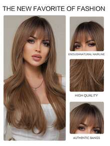 Peluca sintética largo rizado con tupe - Light Brown - Ver 6