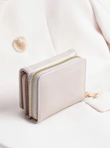 女式錢包小錢包/短款錢包卡片套拉鍊錢包多層三摺卡槽，適用於信用卡/身份證/紙鈔/護照，多功能生日禮物老師禮物旅遊經典極簡休閒款式，適用於女士、大學生，便攜多功能 - 淺灰色 - 查看 5