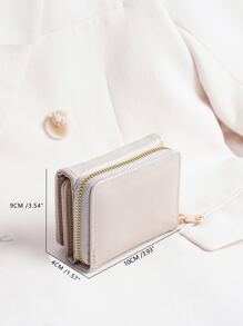 女式錢包小錢包/短款錢包卡片套拉鍊錢包多層三摺卡槽，適用於信用卡/身份證/紙鈔/護照，多功能生日禮物老師禮物旅遊經典極簡休閒款式，適用於女士、大學生，便攜多功能 - 淺灰色 - 查看 7