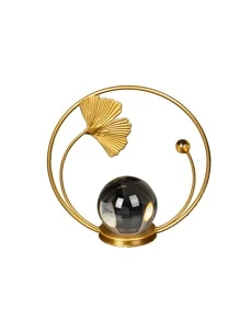 1 件奢華風格水晶球和金屬龜背和葉子裝飾,適用於客廳、臥室、入口、藝術工藝裝飾品