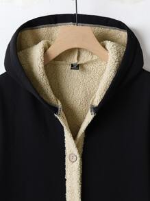 Mulvari Plus Teddy Lined Hooded Coat - Black - View 3