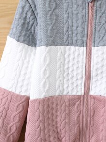 Girls Colour Block Hooded Teddy Lined Jacket Without Jumper - Multicolor - View 4