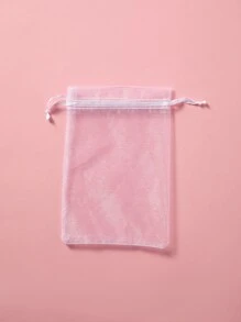 10 piezas de bolsas de malla de regalo de unicolor, bolsas de regalo, bolsas de embalaje, bolsas con cordón - Blanco - Ver 6