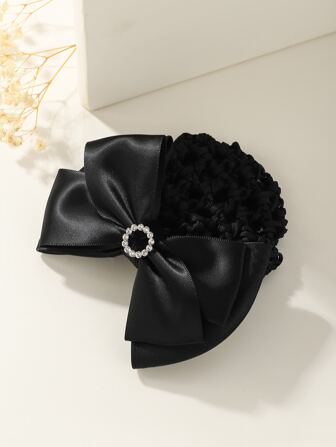 Pinza de pelo con decoración de lazo y redecilla para moño, elegante para el Día de San Valentín, Pinzas de pelo, Pasadores de pelo, Artículos escolares