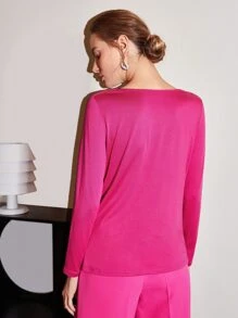 MOTF PREMIUM DRAPED SLINKY T-SHIRT - Hot Pink - View 7
