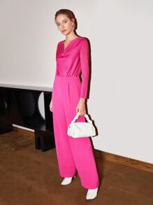 MOTF PREMIUM DRAPED SLINKY T-SHIRT - Hot Pink - View 8