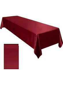 1入組147*259cm聚酯固色桌布，派對裝飾桌布 - 酒紅色 - 查看 2