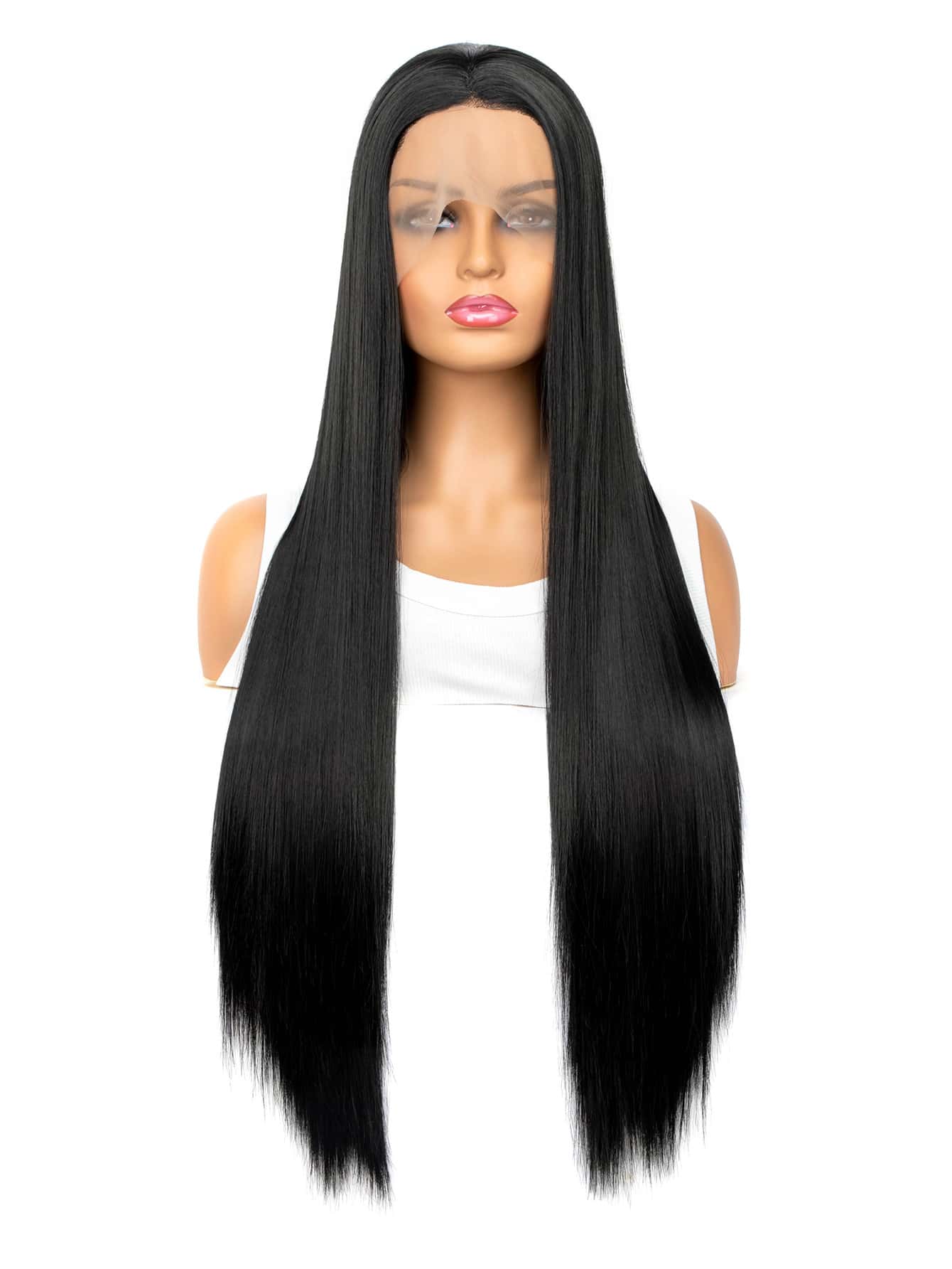 13 * 4 Ren phía trước Tóc giả tổng hợp cực dài thẳng - màu đen - Xem 1