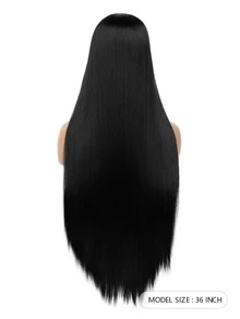 13 * 4 Ren phía trước Tóc giả tổng hợp cực dài thẳng - màu đen - Xem 2