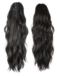 金發女抓馬尾長捲髮打造18寸馬尾假髮 - 黑色 - 查看 1