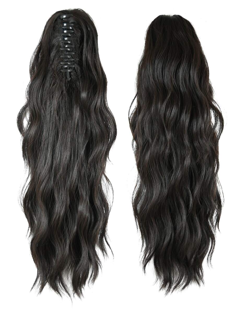 金發女抓馬尾長捲髮打造18寸馬尾假髮 - 黑色 - 查看 1