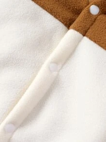 Baby Two Tone Cartoon Embroidery 3D Ears Design Hooded Jumpsuit - Multicolor - View 5