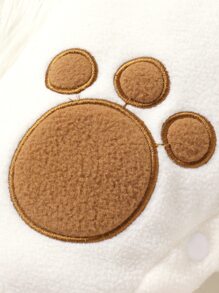 Baby Two Tone Cartoon Embroidery 3D Ears Design Hooded Jumpsuit - Multicolor - View 6