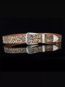 Party Rhinestone Decor Belt Halloween Leopard Print - Multicolor - View 2