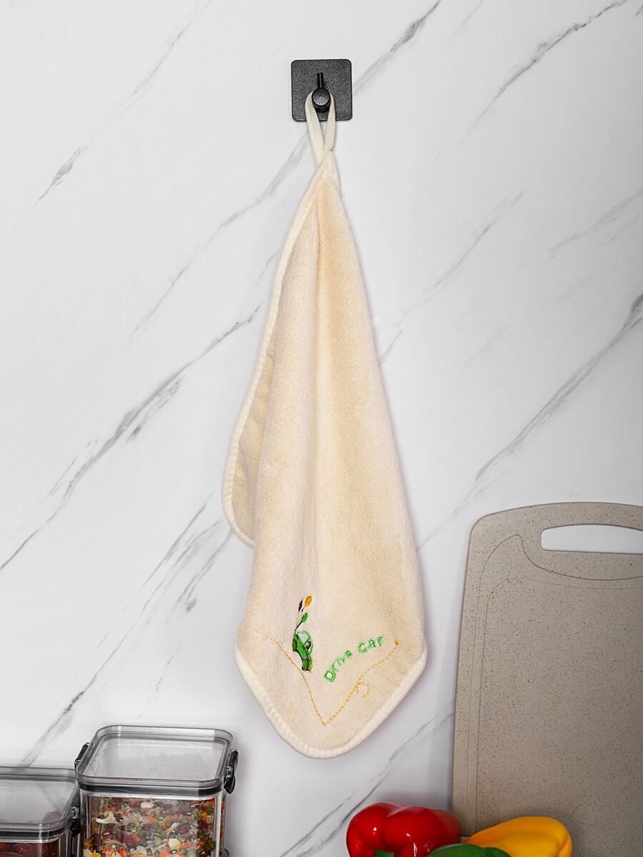 Car & Slogan Embroidered Washcloth - Multicolor - View 1