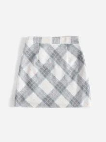 ROMWE Kawaii Plaid Pearls Decor Skirt - Multicolor - View 2