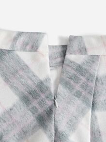 ROMWE Kawaii Plaid Pearls Decor Skirt - Multicolor - View 4