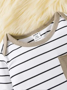 Baby Boy Striped Contrast Binding Bodysuit & Trousers - Multicolor - View 3