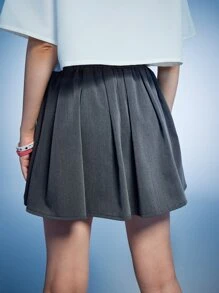ROMWE Anime Solid Chain Decor Cargo Skirt - Grey - View 2