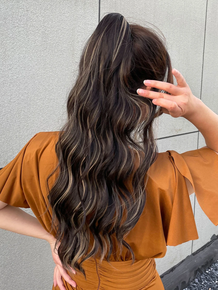 Tóc dài tổng hợp kiểu đuôi ngựa xoăn dài - Nhiều màu - Xem 1