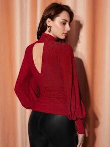 SHEIN BAE Damskie T-shirty Bez Pleców Guziki Wycięte Prosty Elegancki