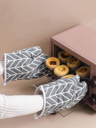 2 piezas Guantes para horno con patrón de cheurón