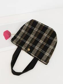 Plaid Pattern Satchel Bag - Multicolor - View 2