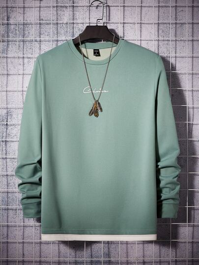 GENTILAND Magliette da uomo a manica lunga con girocollo aderenti, T-shirt stampate con lettere e grafiche casual in poliestere semplice