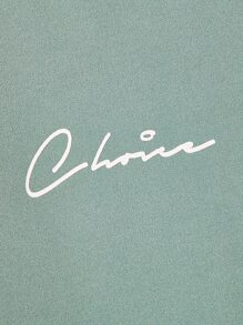 GENTILAND Áo thun nam vừa vặn cổ tròn dài tay khẩu hiệu Tee chữ đồ họa đơn giản Polyester - Màu xanh Bạc hà - Xem 3