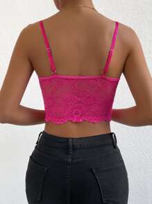 Chiquease Lace Bustier Crop Cami Top - Hot Pink - View 2