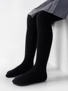 1入女童春秋季純色萬能打底褲和絲襪,舒適休閒,萬用彈性和透氣性 - 黑色 - 查看 1