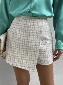 Chiquease Plaid Wrap Front Skort - White - View 1
