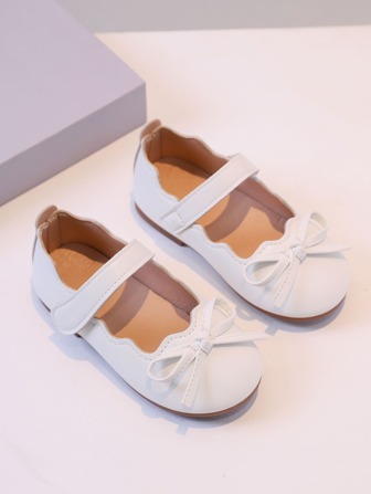 1 Pair Girls' Cute Casual PU Bowknot Flats, Comfortable Kids' Shoes Suitable For All Seasons