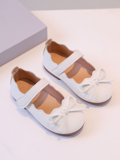 1 Pair Girls' Cute Casual PU Bowknot Flats, Comfortable Kids' Shoes Suitable For All Seasons