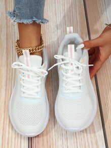 多色女式公路跑鞋，搭配撞色鞋帶，前繫帶 - 彩色 - 查看 2