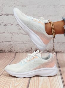 多色女式公路跑鞋，搭配撞色鞋帶，前繫帶 - 彩色 - 查看 3