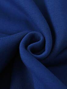 Aesthetic Post--Loose Men's Letter Printed Drop Shoulder Varsity Jacket Without Hood - Navy Blue - View 6