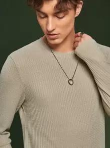 Manfinity Hypemode 1 pieza Camiseta unicolor de cuello redondo - verde menta - Ver 4