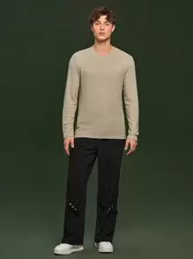 Manfinity Hypemode 1 pieza Camiseta unicolor de cuello redondo - verde menta - Ver 5