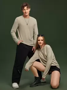 Manfinity Hypemode 1 pieza Camiseta unicolor de cuello redondo - verde menta - Ver 9